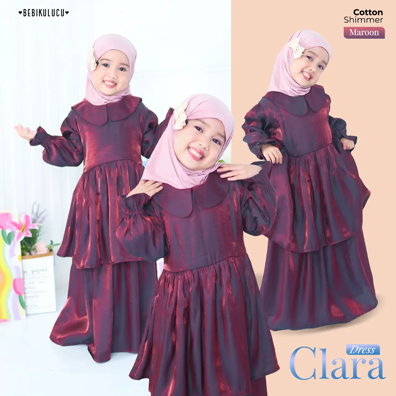 Clara Dress Maroon_(CottonShimmer)