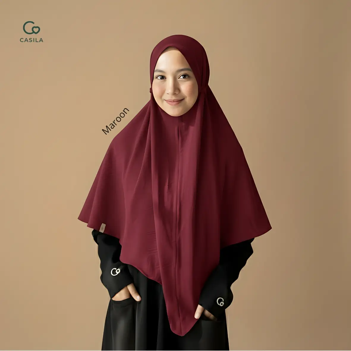 Hijab Bergo Tuman Maroon
