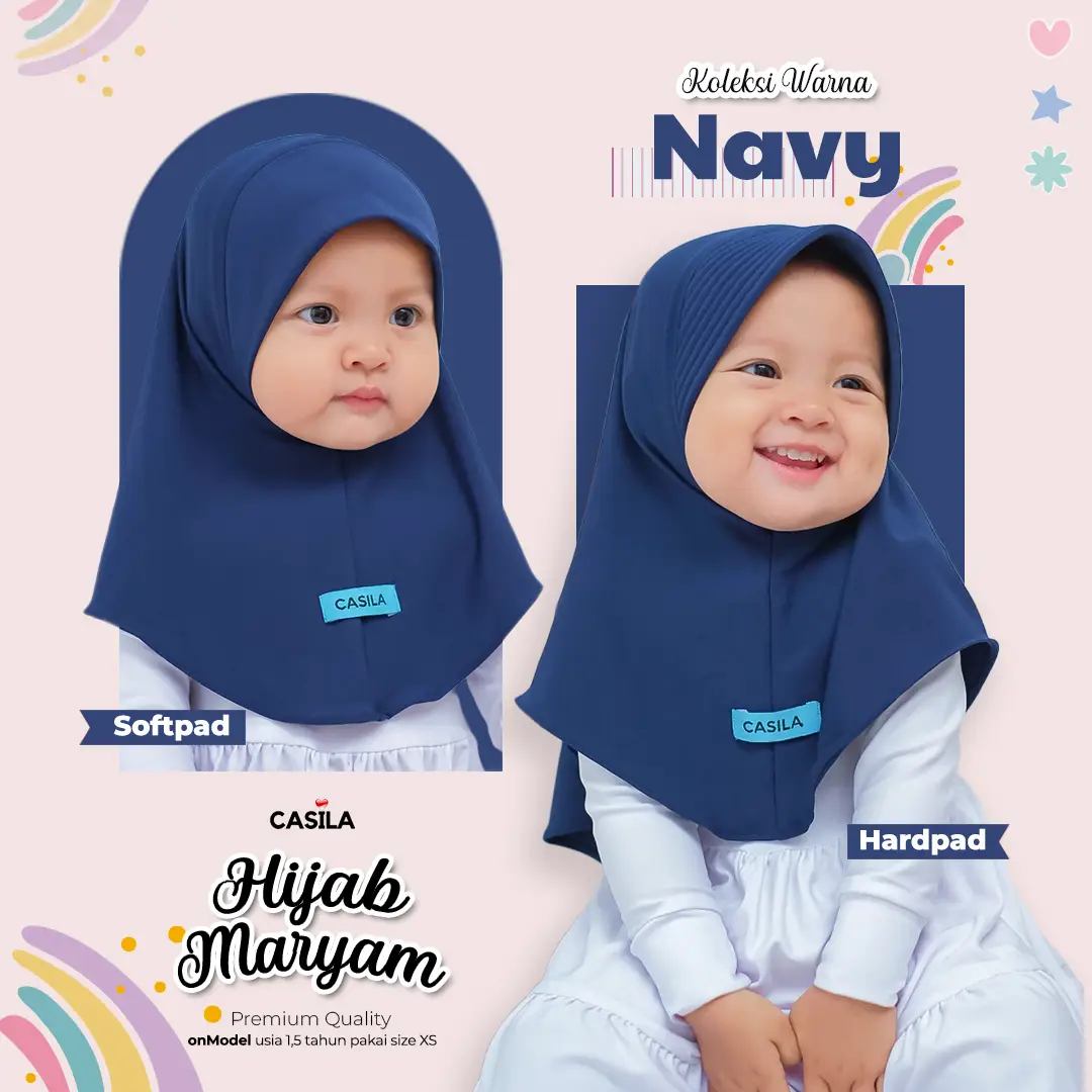Hijab Maryam Reborn Navy(Hardpad)